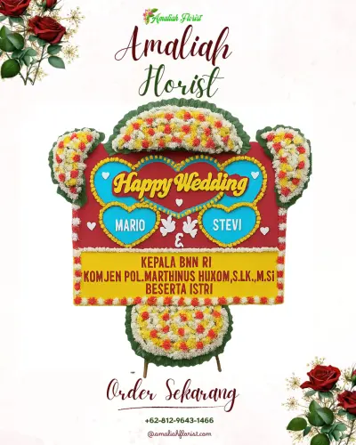 Karangan Papan Bunga Pernikahan di Pengasih